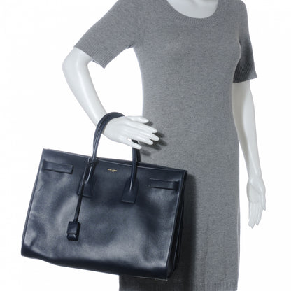 Saint Laurent Leather Large Sac de Jour Carryall Midnight Blue 2 of 8