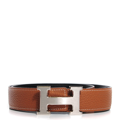 Hermes Veau Box Togo 32mm H Belt 75 Black Gold 4 of 10