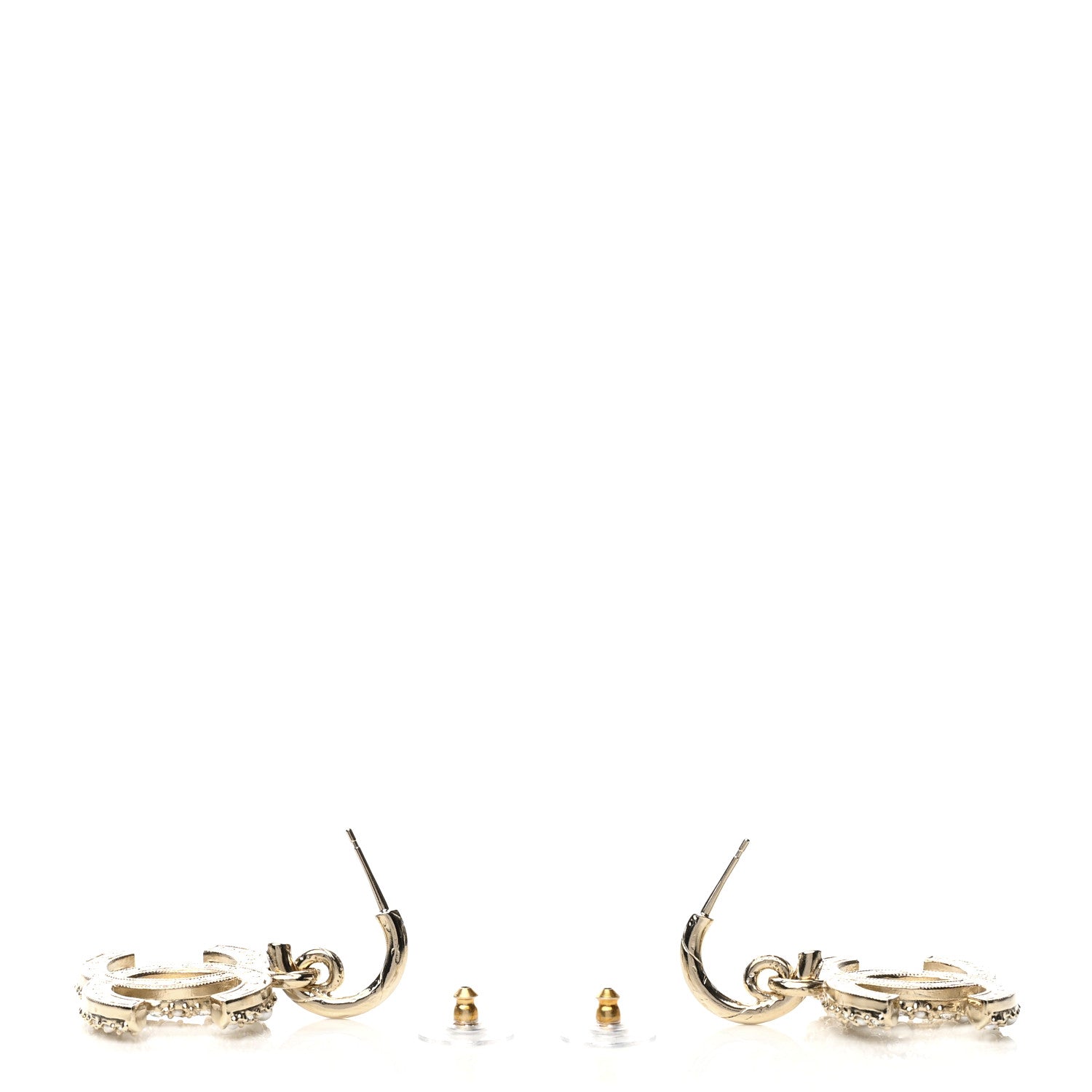 Chanel Crystal Pearl Caviar CC Drop Earrings Gold 3 of 3