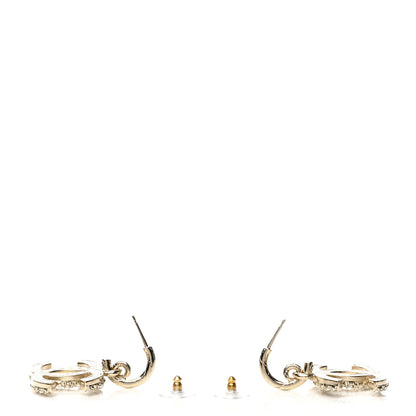Chanel Crystal Pearl Caviar CC Drop Earrings Gold 3 of 3