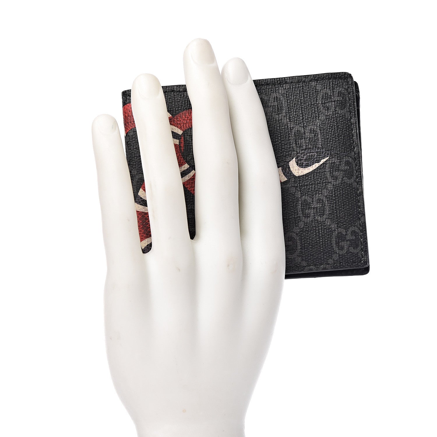 Gucci GG Supreme Monogram Kingsnake Nice Bi-Fold Wallet Black Grey 2 of 9