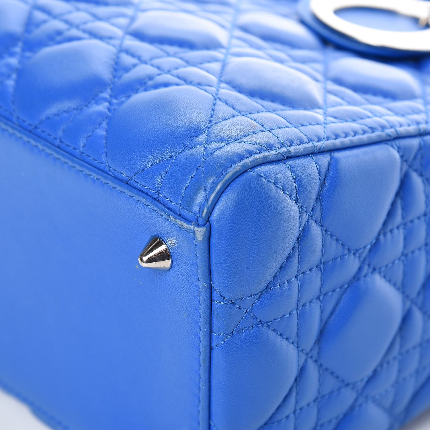 Christian Dior Lambskin Cannage Medium Lady Dior Blue Persan 11 of 17
