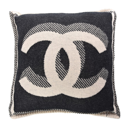 Chanel Merino Wool Cashmere CC Pillow Beige Black 3 of 3
