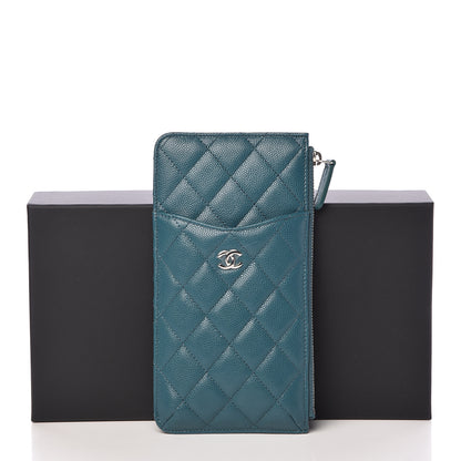 Chanel Caviar Quilted Classic Flat Wallet Pouch Dark Turquoise 8 of 8