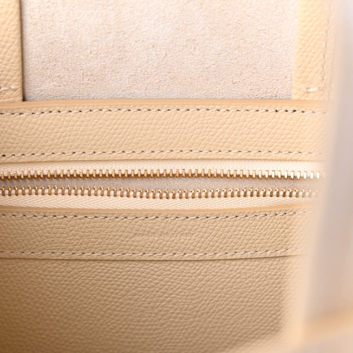 Grained Calfskin Small Vertical Cabas Sand