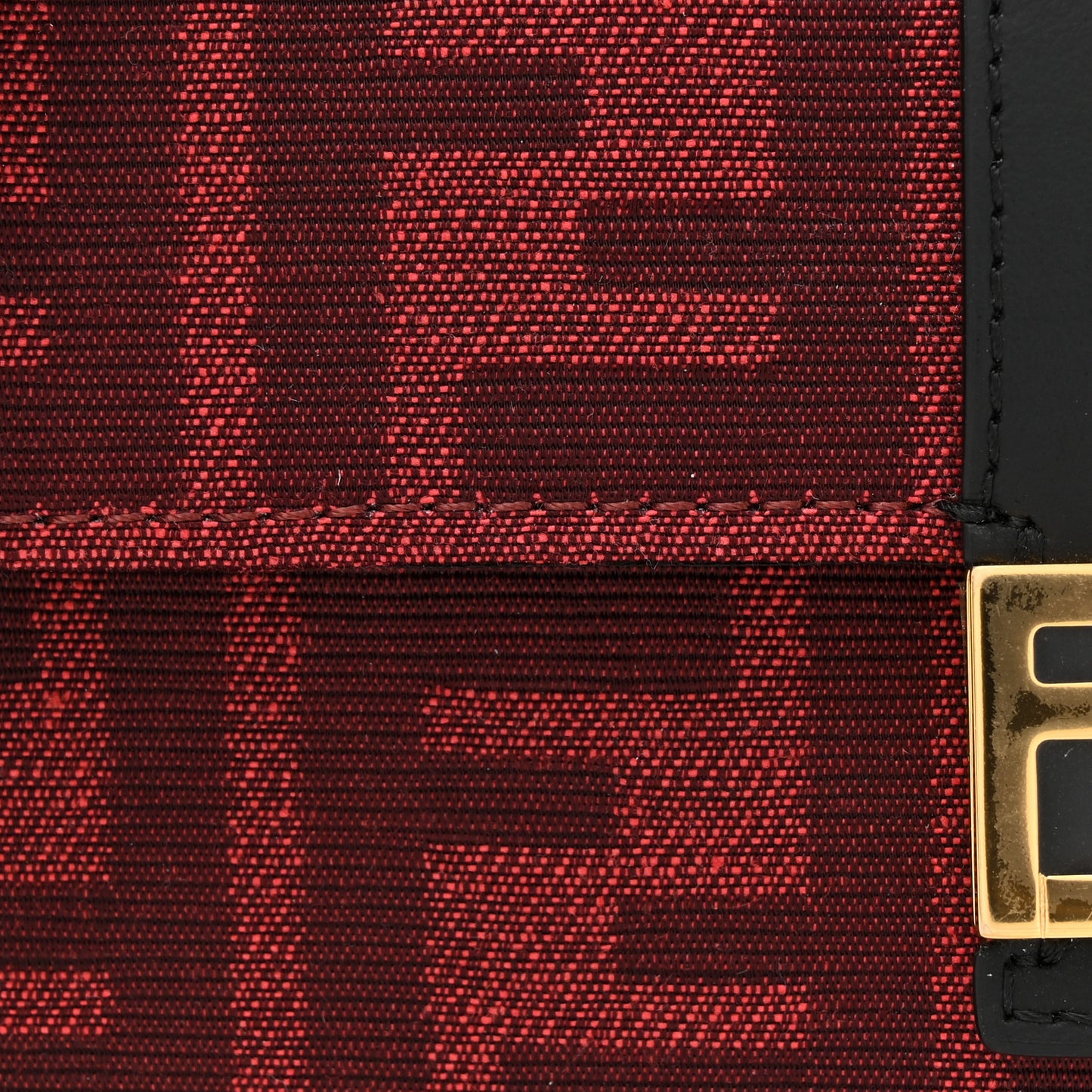 Recycled Fabric Jacquard Vitello Grace FF 1974 Baguette Belt Pouch Rosso Marlboro Black