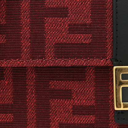 Fendi Recycled Fabric Jacquard Vitello Grace FF 1974 Baguette Belt Pouch Rosso Marlboro Black 8 of 10