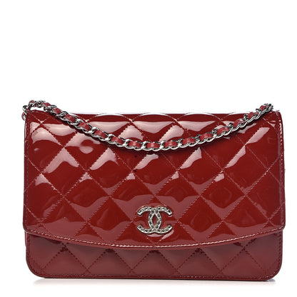 Chanel Patent Quilted Brilliant Wallet On Chain WOC Red 1 of 13