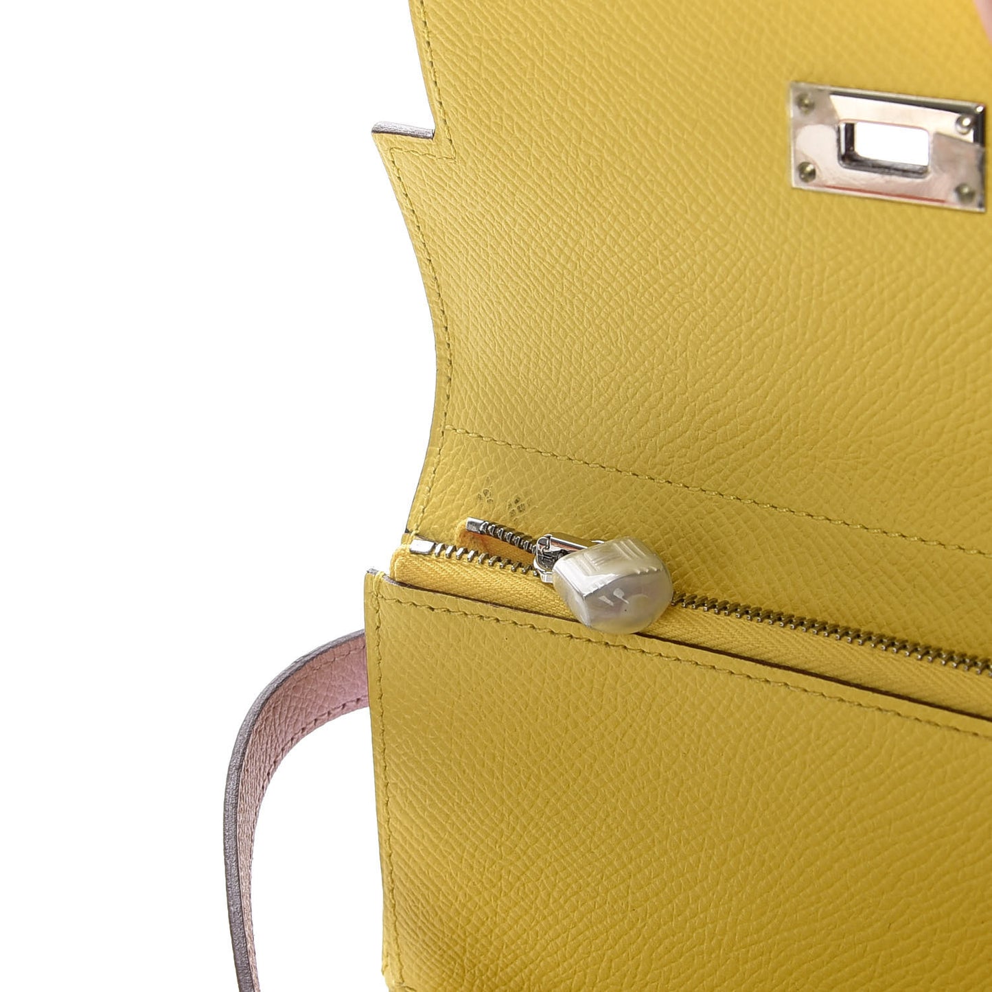 Epsom Medium Kelly Wallet Mauve Sylvestre Jaune de Naples