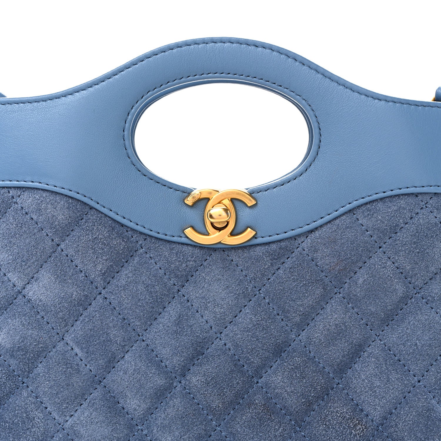 Chanel Calfskin Suede Quilted Mini 31 Shopping Bag Blue 8 of 10