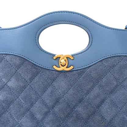 Chanel Calfskin Suede Quilted Mini 31 Shopping Bag Blue 8 of 10