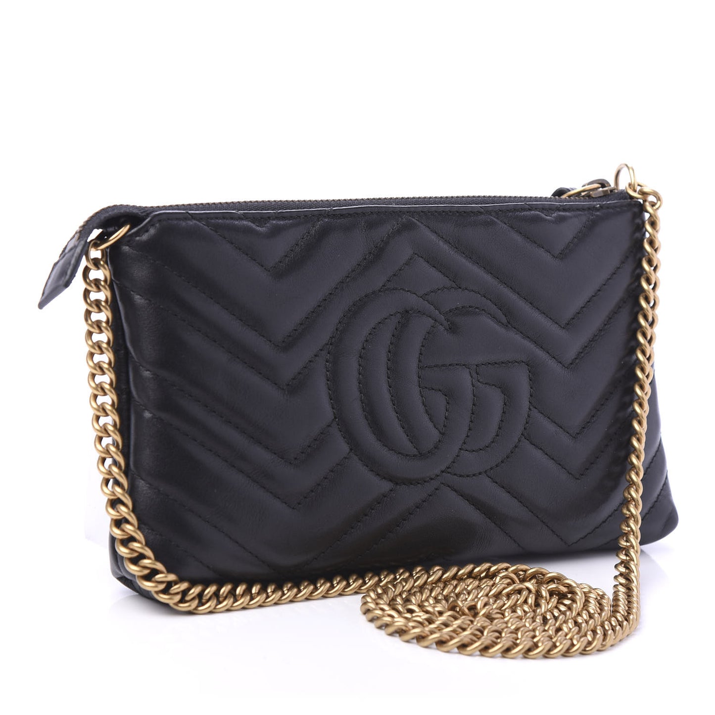 Calfskin Matelasse Mini GG Marmont Chain Bag Black