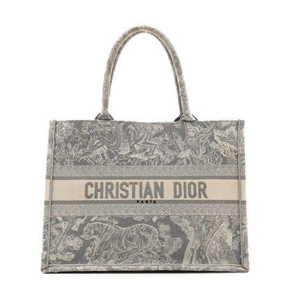 Christian Dior Canvas Embroidered Medium Dioriviera Toile De Jouy Reverse Book Tote Gray 1 of 10