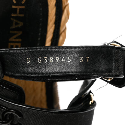 Chanel Mesh Patent Calfskin Velcro Dad Sandals 37 Black 6 of 11