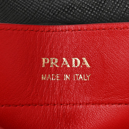 Prada Saffiano Cuir Medium Double Bag Black Fuoco 6 of 11