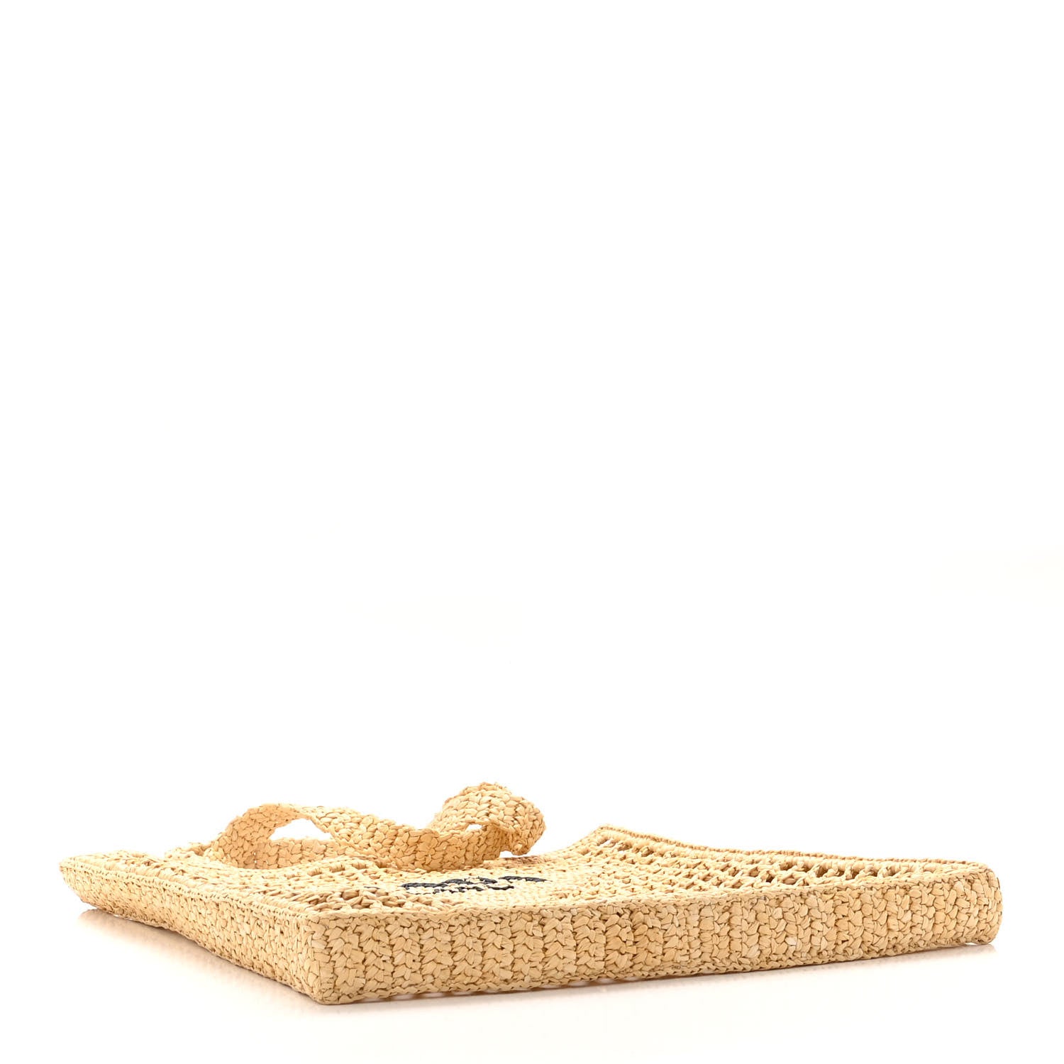Prada Yarn Raffia Effect Crochet Logo Embroidered Tote Bag Naturale 4 of 10