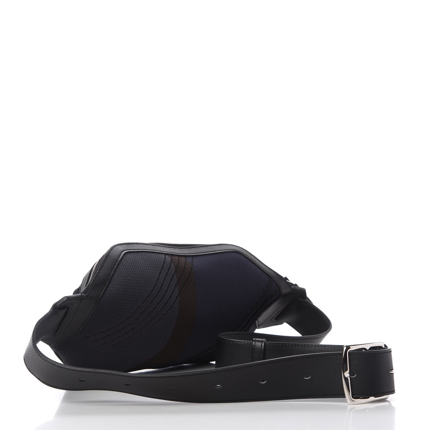 Hermes Dynamo Technical Canvas Allegretto Calfskin Cityslide Belt Bag Plomb Bleu Nuit Black 3 of 10