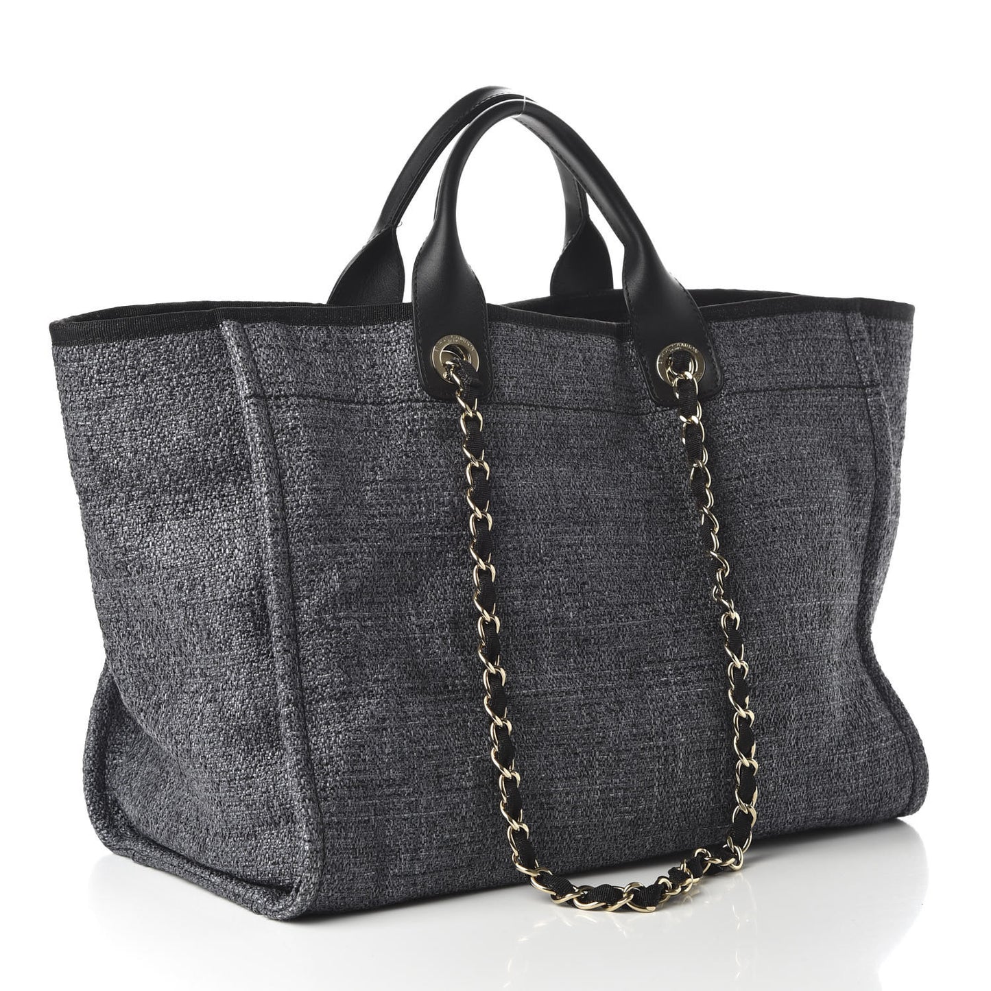 Woven Straw Raffia Large Deauville Tote Grey