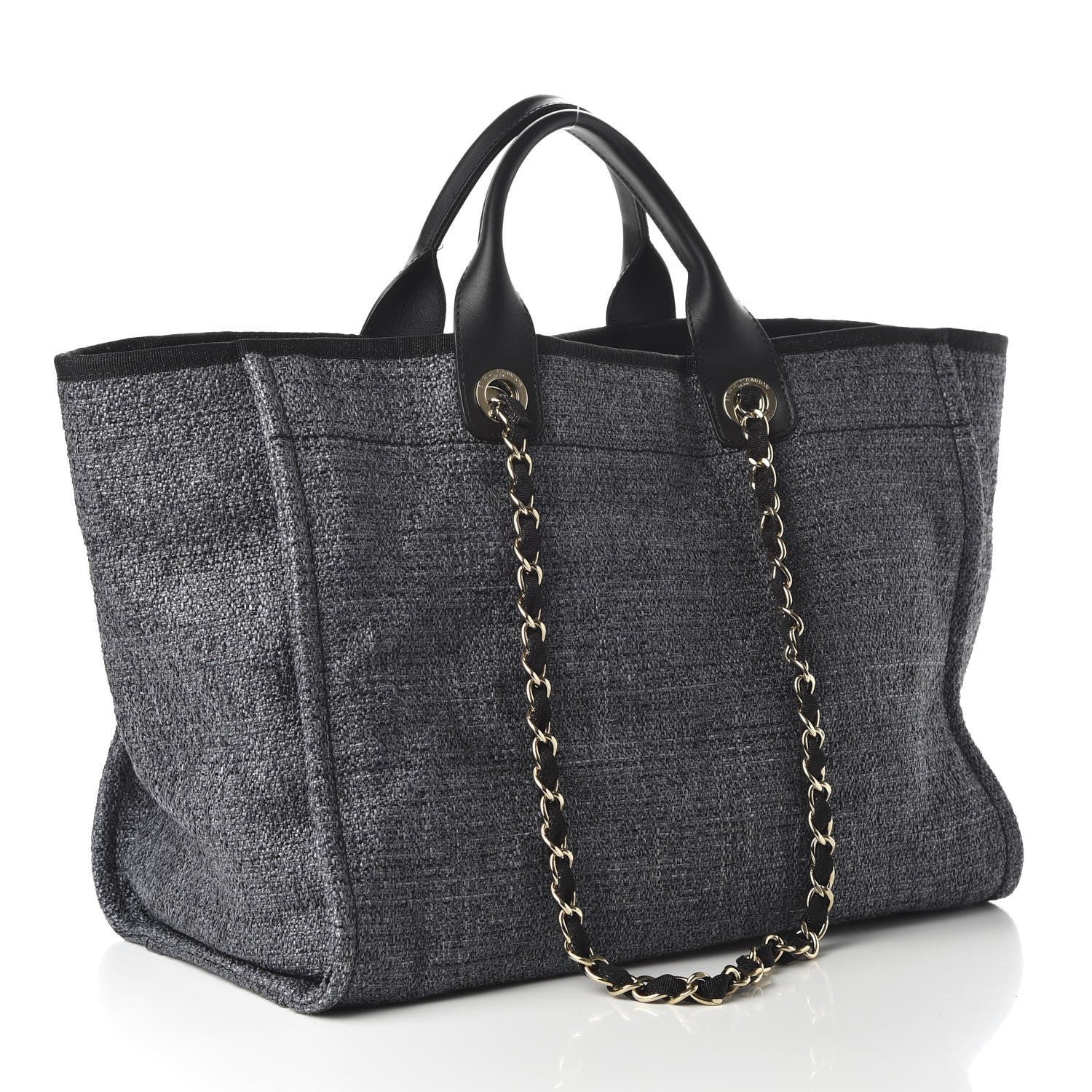 Chanel Woven Straw Raffia Large Deauville Tote Grey 4 of 11