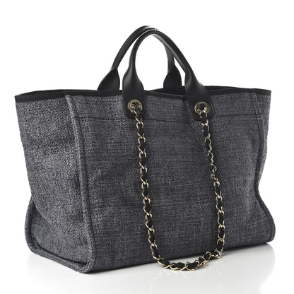 Chanel Woven Straw Raffia Large Deauville Tote Grey 4 of 11