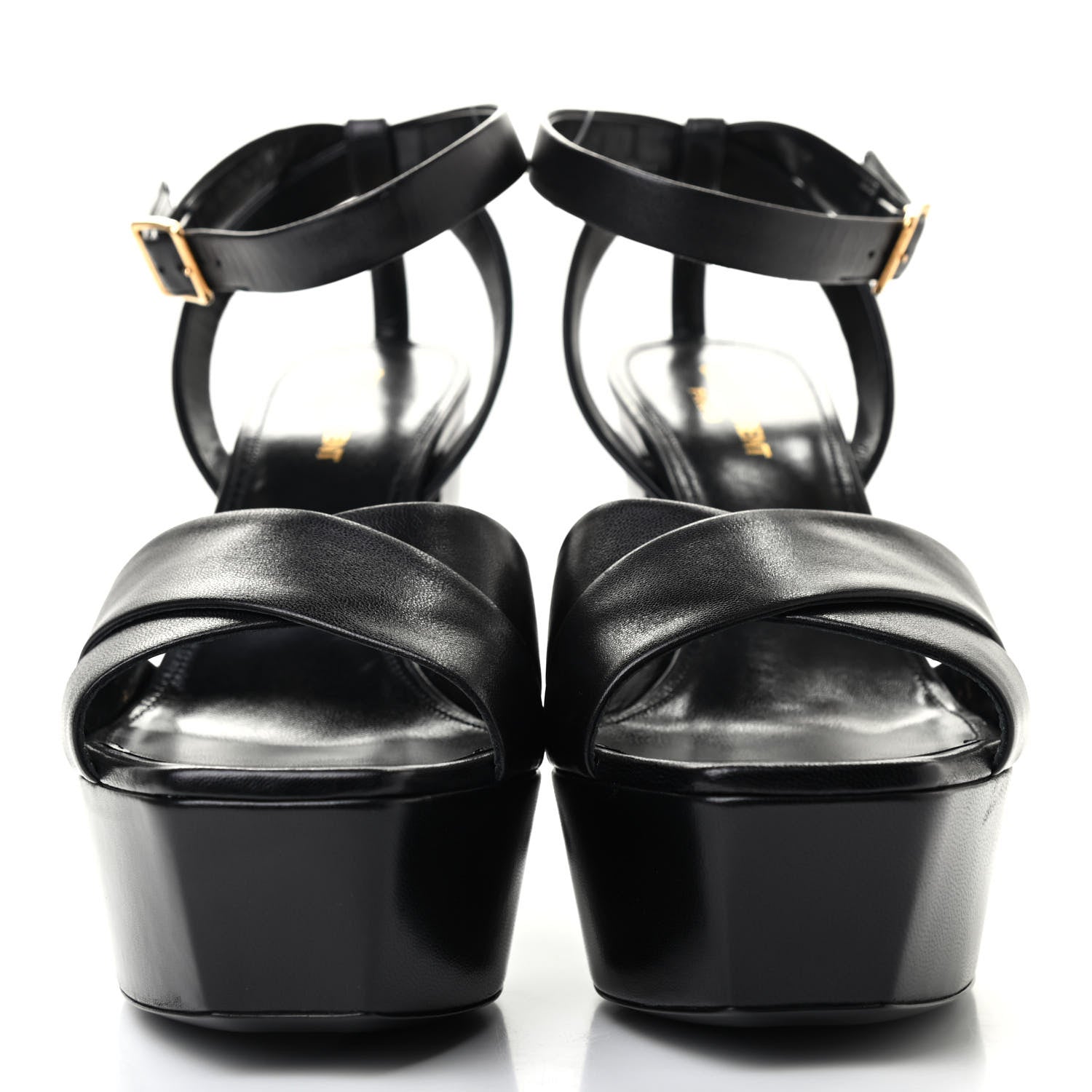 Saint Laurent Calfskin Farrah 80 Platform Sandals 38 Black 40.5 Black 2 of 9