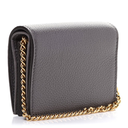 Gucci Grainy Calfskin Zumi Chain Card Case Wallet Dusty Grey 3 of 9