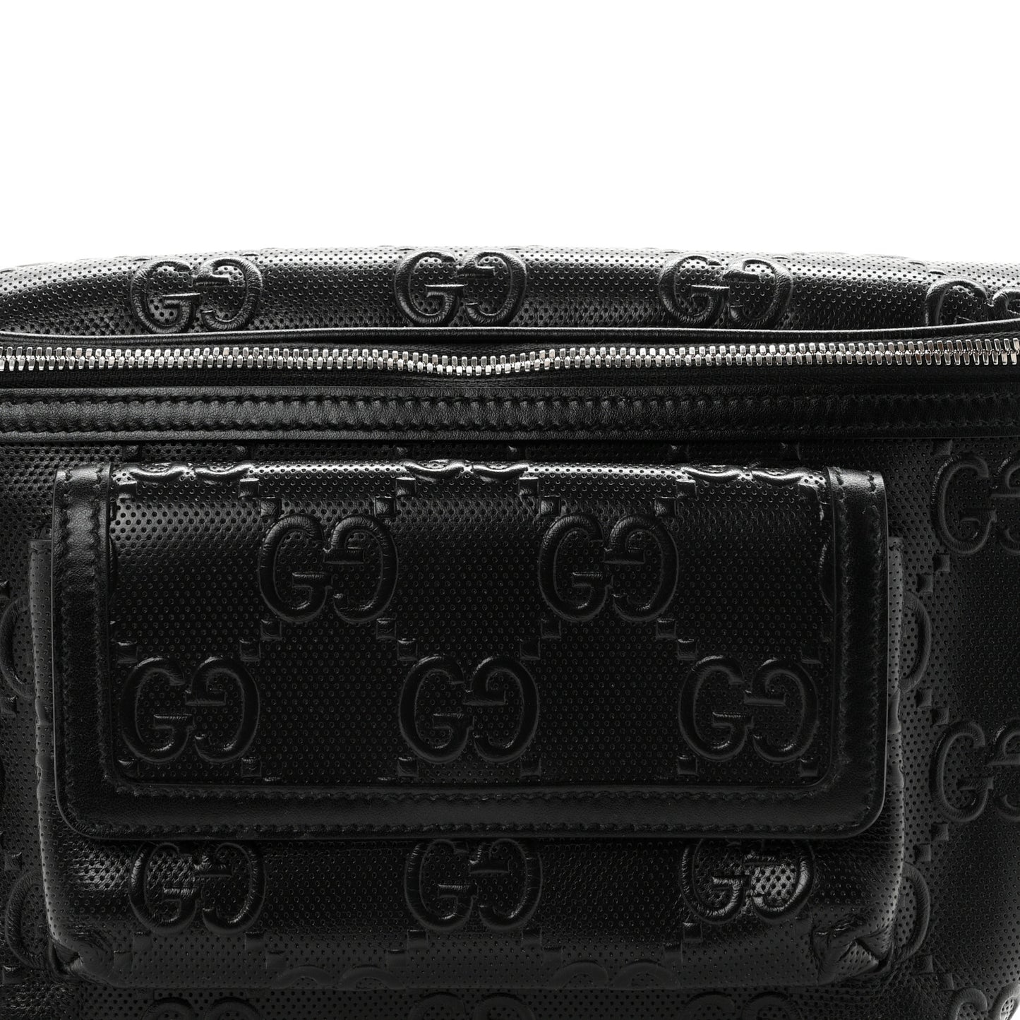 Calfskin GG Tennis Embossed Pocket Belt Bag Black