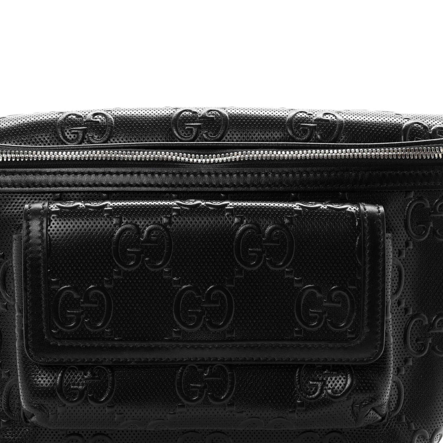 Gucci Calfskin GG Tennis Embossed Pocket Belt Bag Black 7 of 9