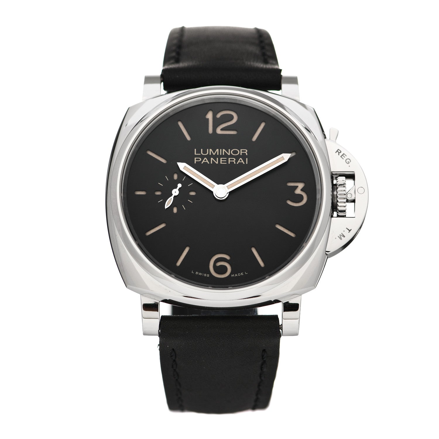 Panerai Stainless Steel Alligator 42mm Luminor Due Manual Winding Watch Black PAM00676 1 of 5