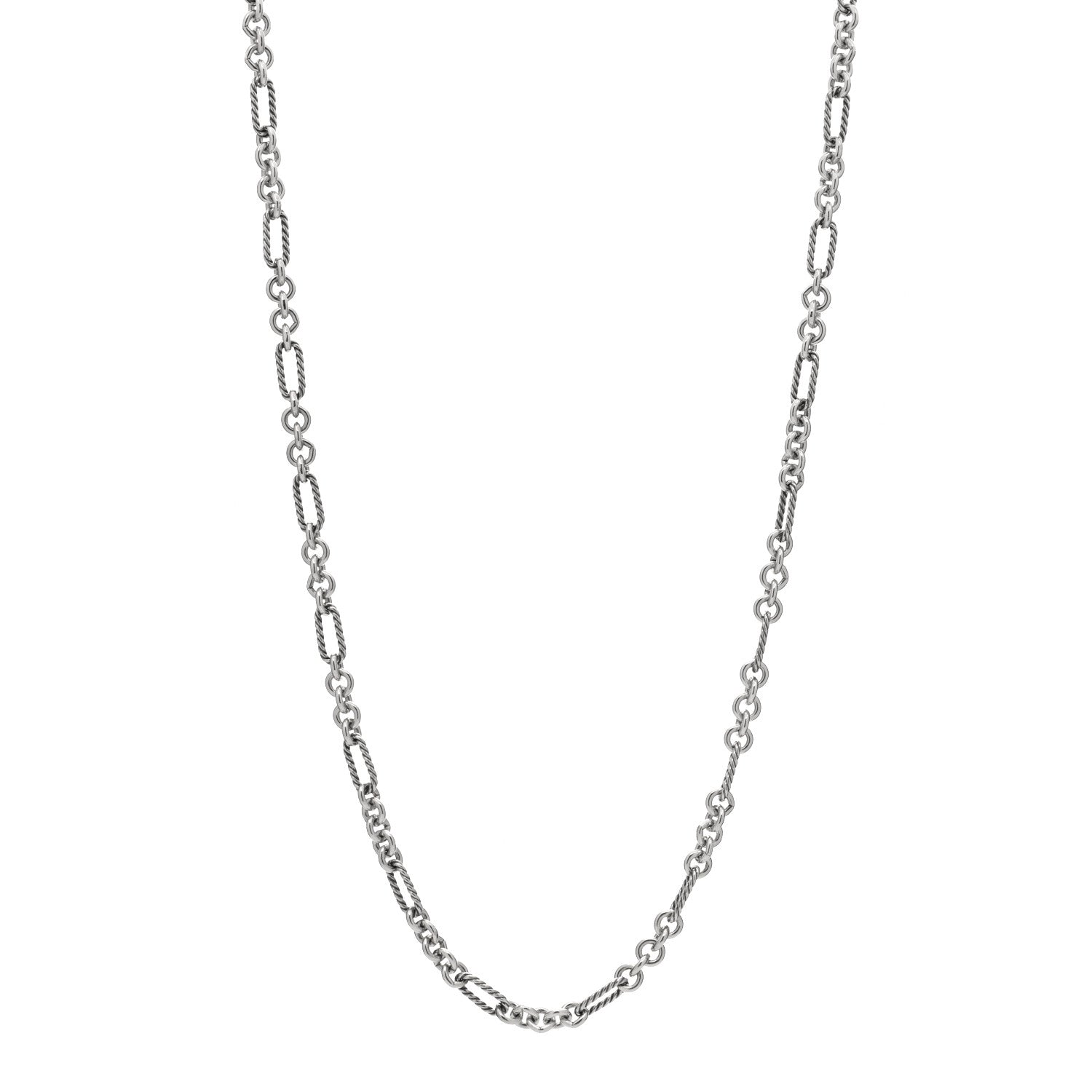 David Yurman Sterling Silver 18K Yellow Gold Figaro Chain Link Necklace 1 of 4