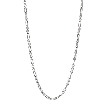 David Yurman Sterling Silver 18K Yellow Gold Figaro Chain Link Necklace 1 of 4