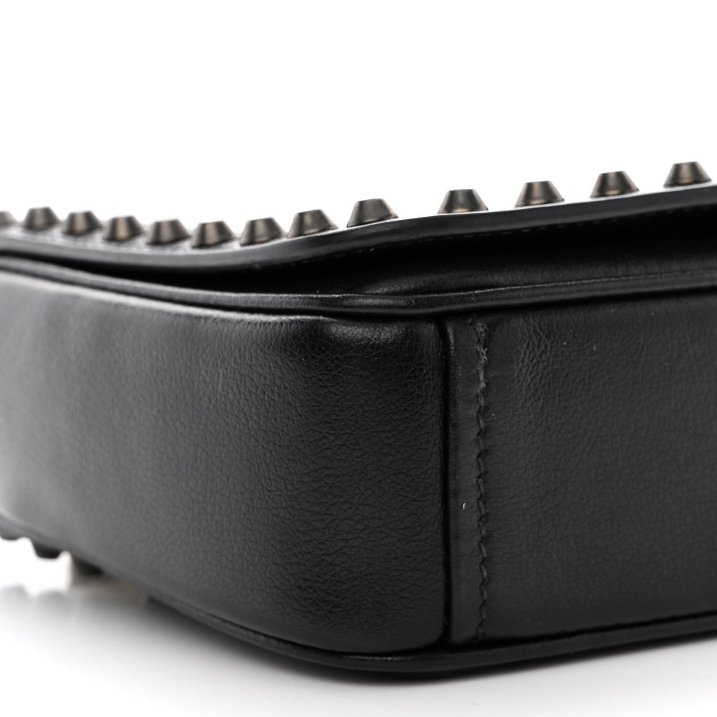 Glace Calfskin Studded Crossbody White Black