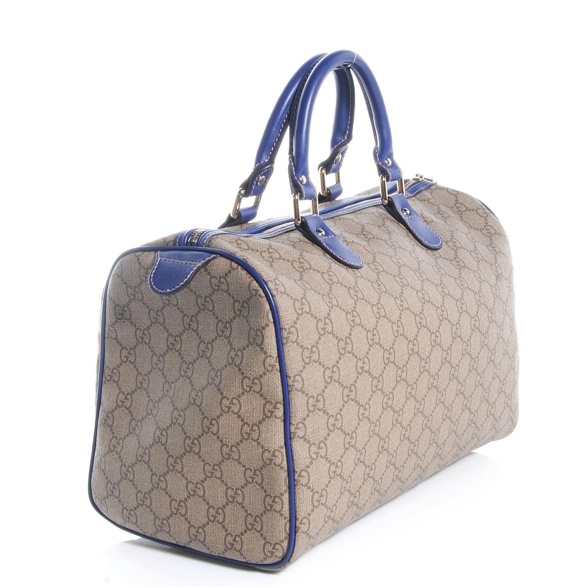 Gucci GG Plus Monogram Medium Boston USA Flag Unicef Duffle Blue 3 of 7
