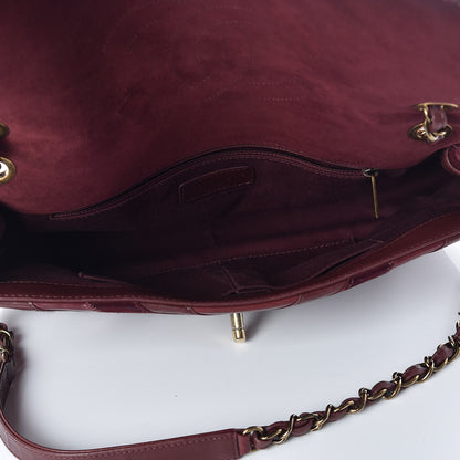 Chanel Suede Lambskin Glazed Calfskin Large Lady Vintage Chevron Flap Burgundy 5 of 14