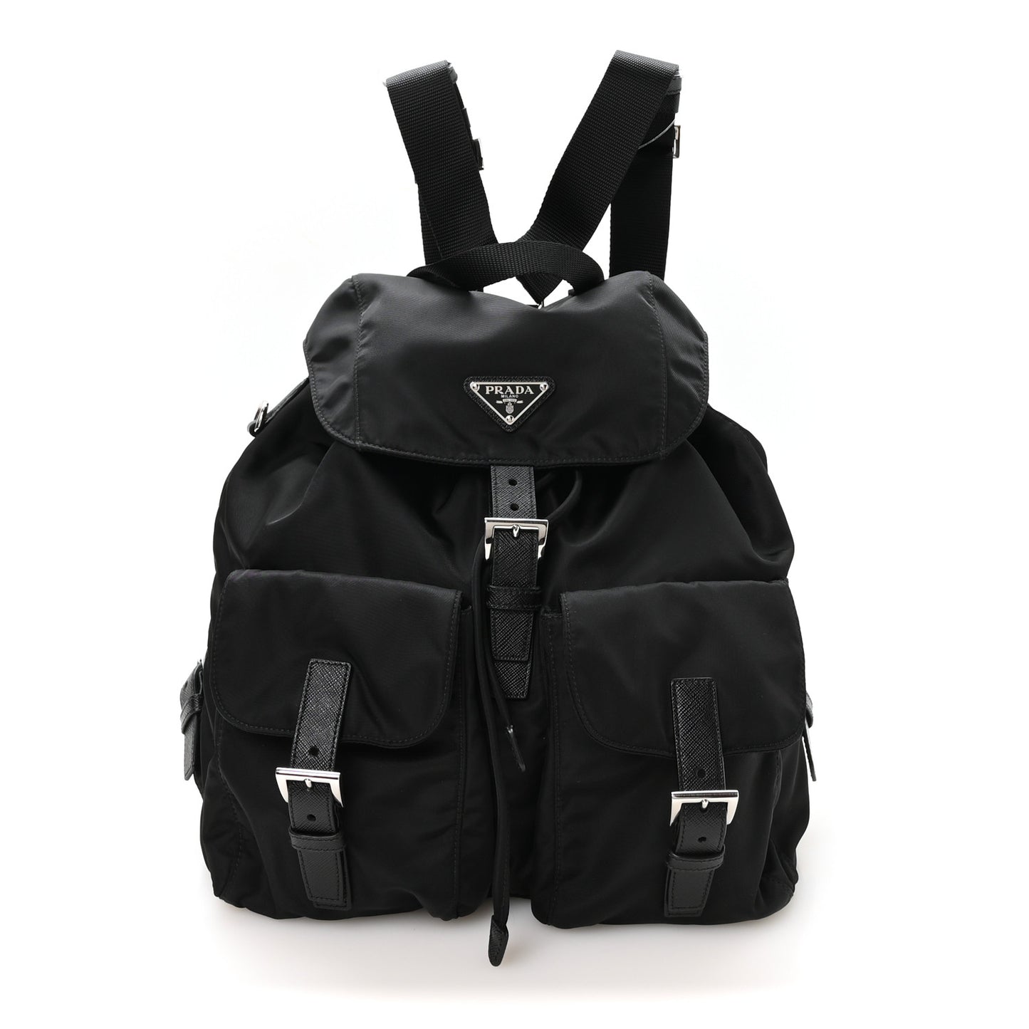 Re-Nylon Vela Saffiano Medium Backpack Black
