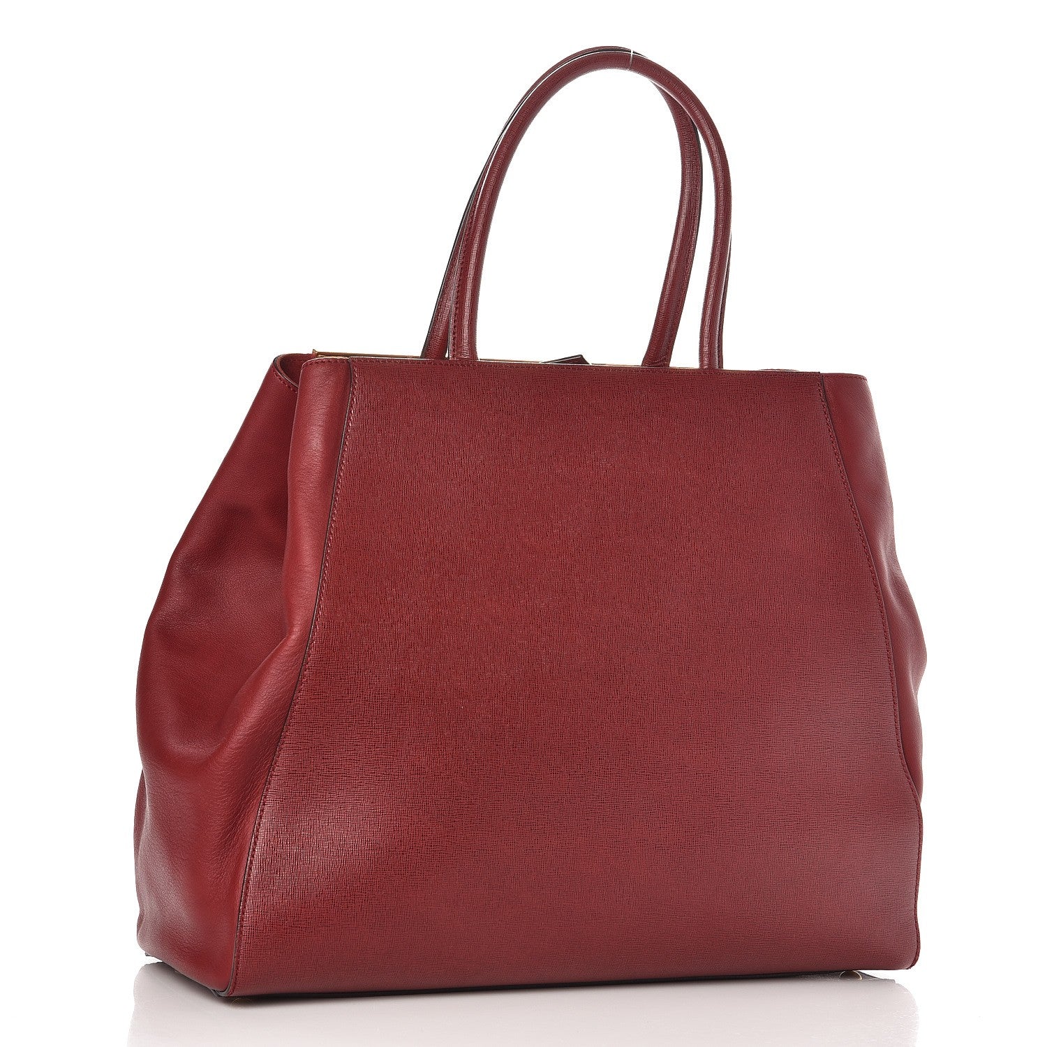 Fendi Vitello Elite Large 2Jours Tote Rosso Scuro Ciliegia 3 of 10