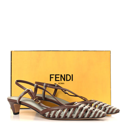 Fendi Lambskin FFold Slingback Sandals 37 Gianduia Matcha Latte 9 of 9