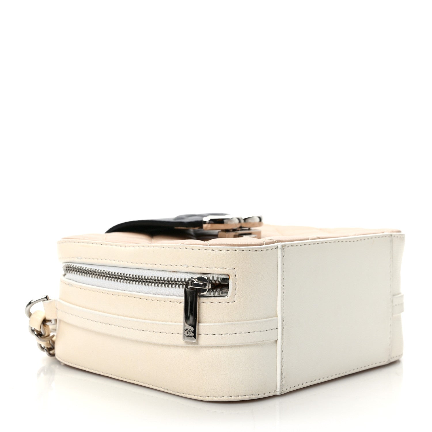 Chanel Lambskin Quilted Mini CC Box Camera Bag Beige White Black 4 of 9