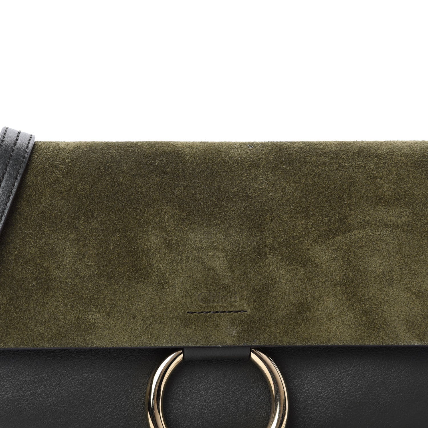 Chloe Suede Calfskin Small Faye Shoulder Bag Deep Forest 10 of 11