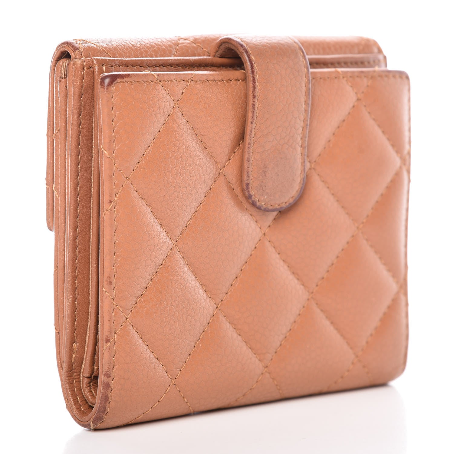 Chanel Caviar Quilted Compact French Flap Wallet Dark Beige 3 of 20