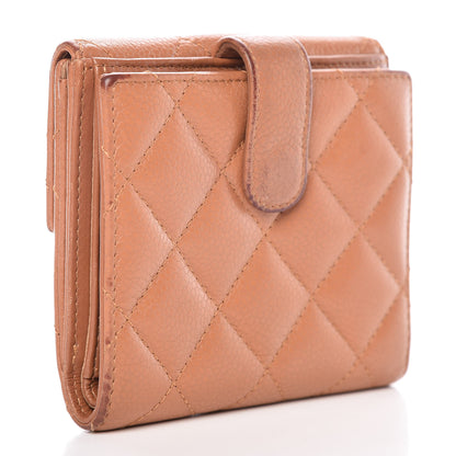 Chanel Caviar Quilted Compact French Flap Wallet Dark Beige 3 of 20