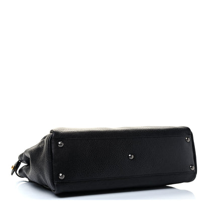 Fendi Goatskin Zucca Medium Peekaboo Iconic Satchel Black Tobacco 3 of 4
