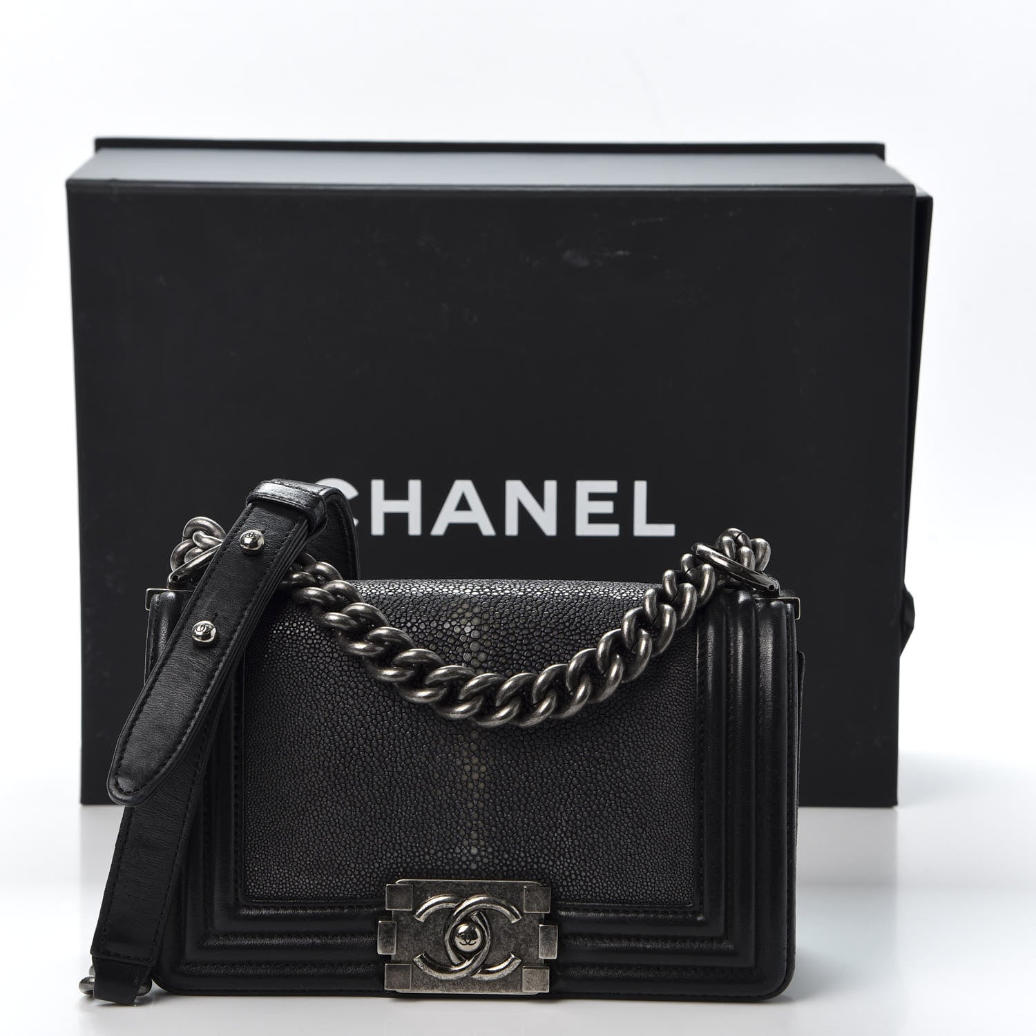 Chanel Galuchat Stingray Small Boy Flap Black 10 of 10