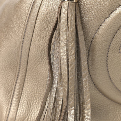Gucci Metallic Pebbled Calfskin Large Soho Chain Shoulder Bag Golden Beige 13 of 16