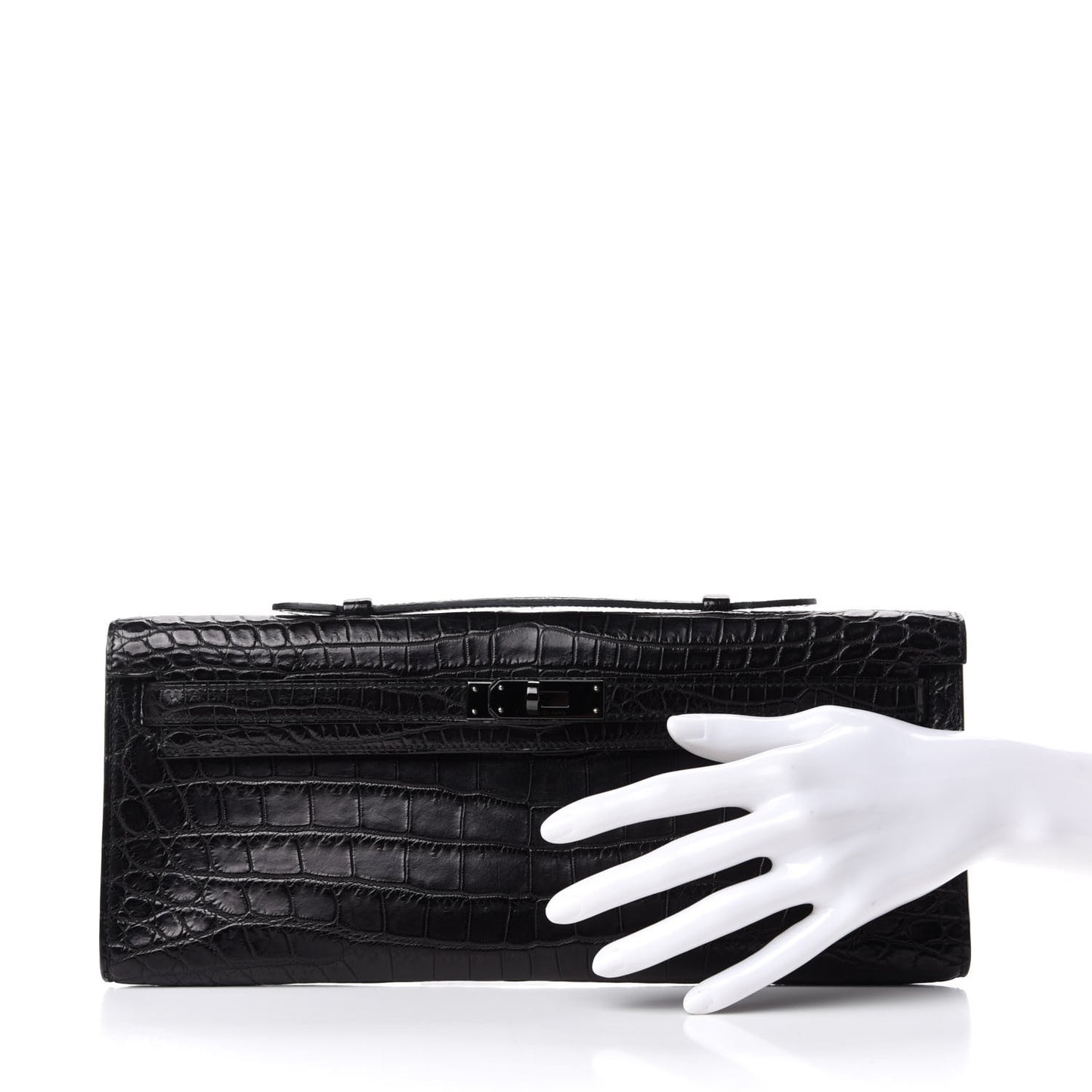 Matte Niloticus Crocodile Kelly Cut Pochette So Black