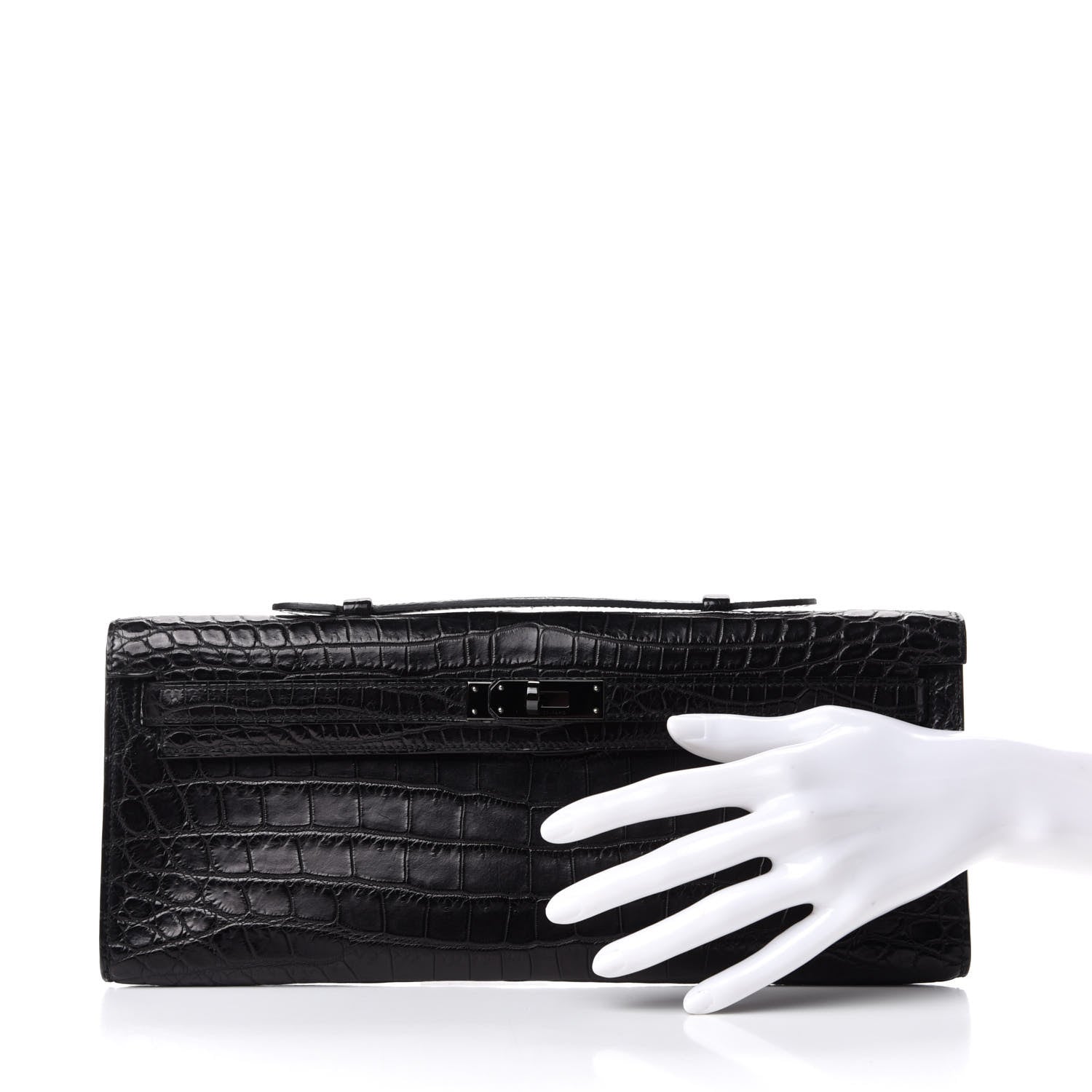 Hermes Matte Niloticus Crocodile Kelly Cut Pochette So Black 2 of 6