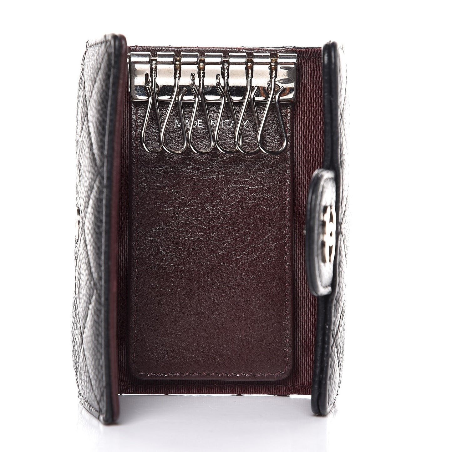 Caviar Quilted 6 Key Holder Black
