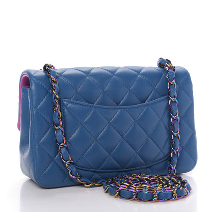 Chanel Lambskin Quilted Mini Rectangular Flap Blue Purple 3 of 9