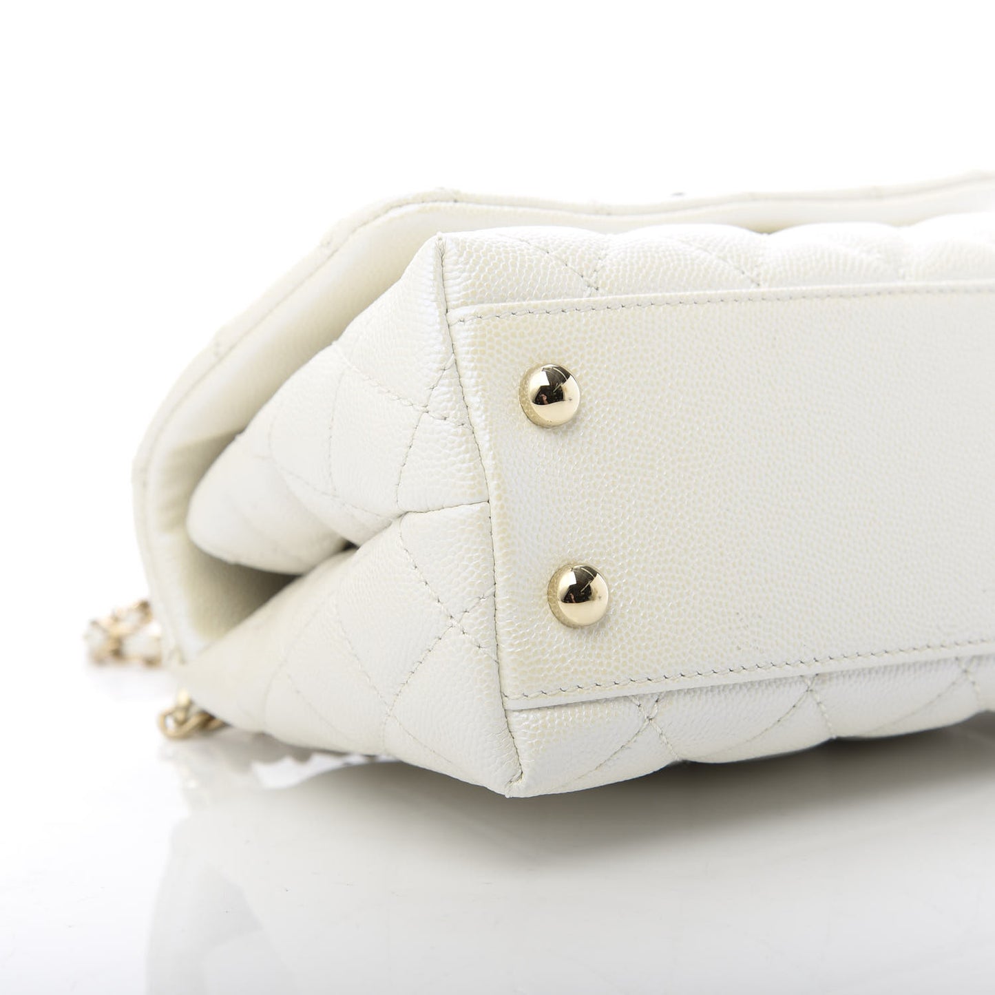 Iridescent Caviar Quilted Extra Mini Coco Handle Flap Ivory