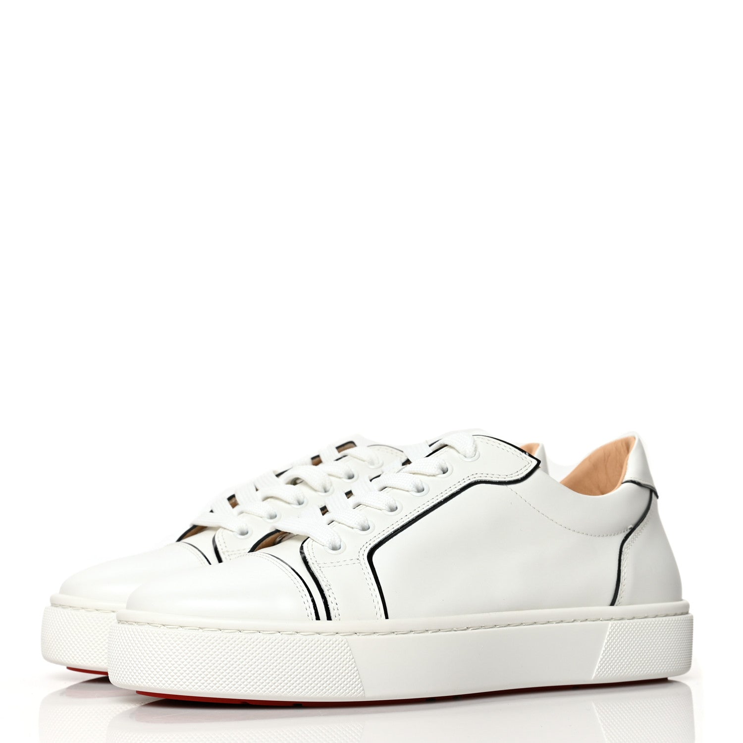 Christian Louboutin Calfskin Patent Vieirissima Flat Sneakers 40 White Black 3 of 8